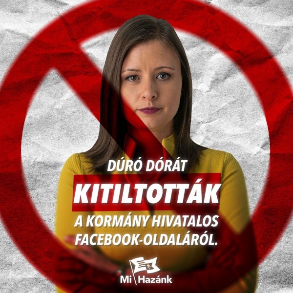 Dúró Dóra: Kitiltottak a kormány hivatalos Facebook-oldaláról