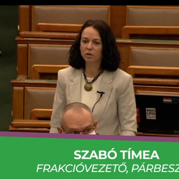 Maszk nélkül beszél a parlamentben a képviselőtársát ezért támadó Szabó Tímea